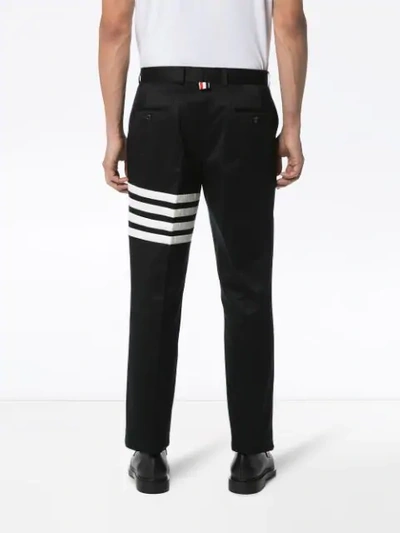 Shop Thom Browne Unconstructed Chino Trousers In Blue
