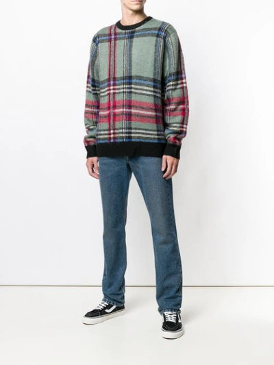 Shop Stussy Large Check Jumper In Green