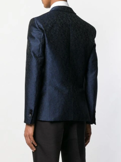 Shop Dsquared2 Flower Jacquard New Beverly Blazer In 001f Black Blu
