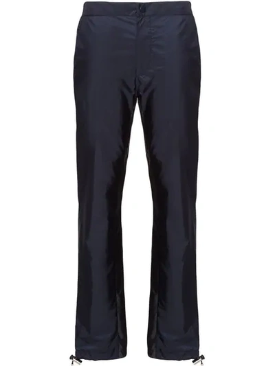 Shop Prada Technical Nylon Trousers In Blue