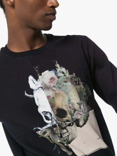 Shop Alexander Mcqueen Patchwork Skull Print Sweatshirt - Blue