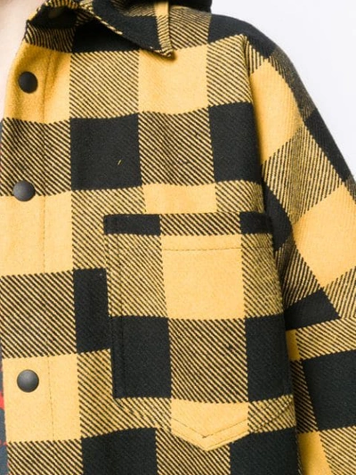 Shop Palm Angels Plaid Shirt Hoodie Jacket In Yellow