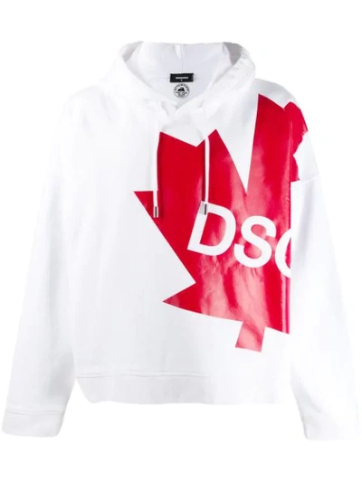 Shop Dsquared2 Logo Drawstring Hoodie In White