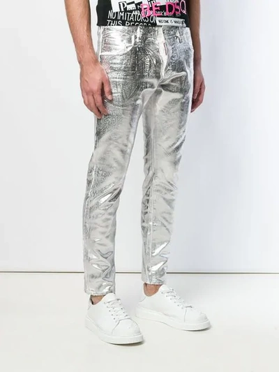 Shop Dsquared2 Skater Jeans In Metallic