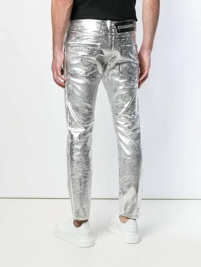 Shop Dsquared2 Skater Jeans In Metallic