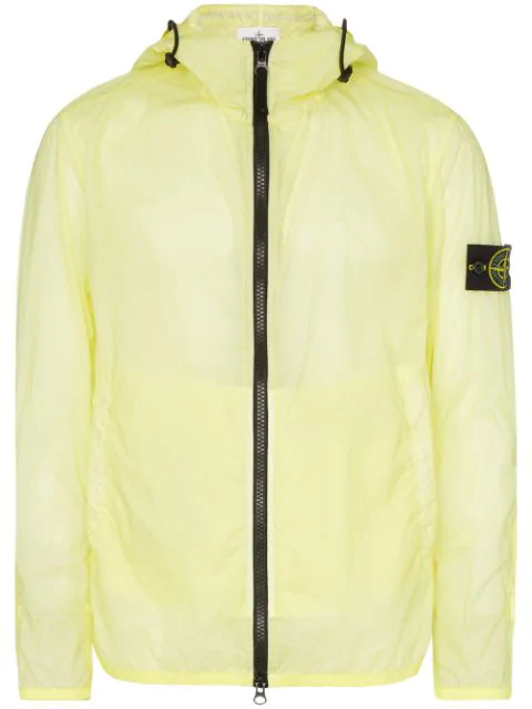 Stone Island Logo Patch Hooded Jacket In Yellow | ModeSens