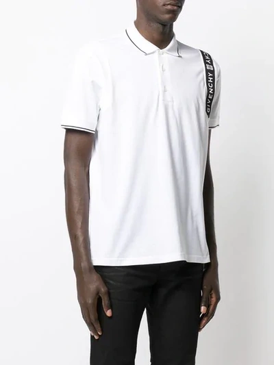 Shop Givenchy Logo Tape Polo Shirt In White