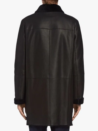 Shop Prada Shearling Coat In Black