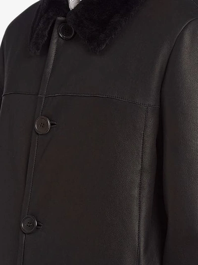 Shop Prada Shearling Coat In Black
