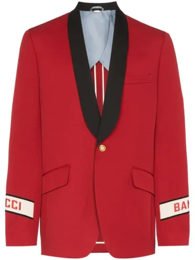 Shop Gucci Band Shawl Lapel Blazer In Red