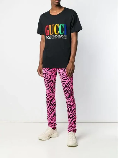 Shop Gucci Animal Print Jeans In Pink