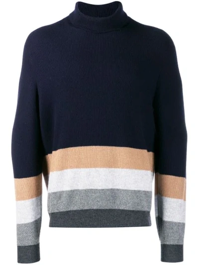 Shop Brunello Cucinelli Striped Jumper In Blue