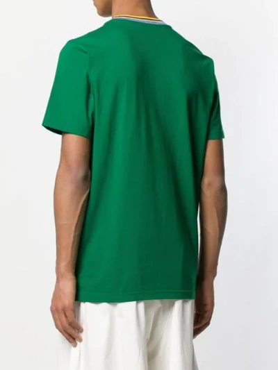 Shop Marni Coloured Stripe Collar T-shirt In 00v70 Green