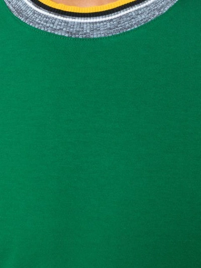 Shop Marni Coloured Stripe Collar T-shirt In 00v70 Green