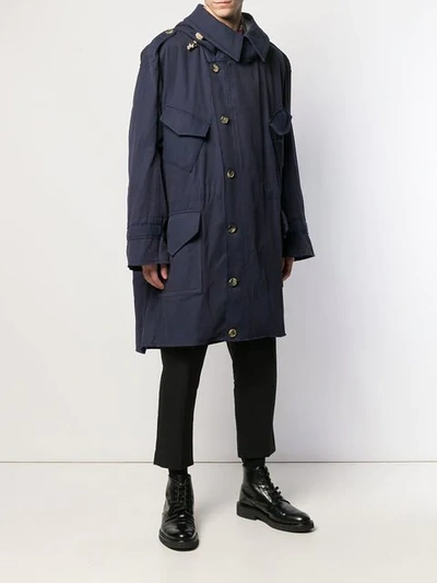 Shop Vivienne Westwood Oversized Parka Coat In Blue