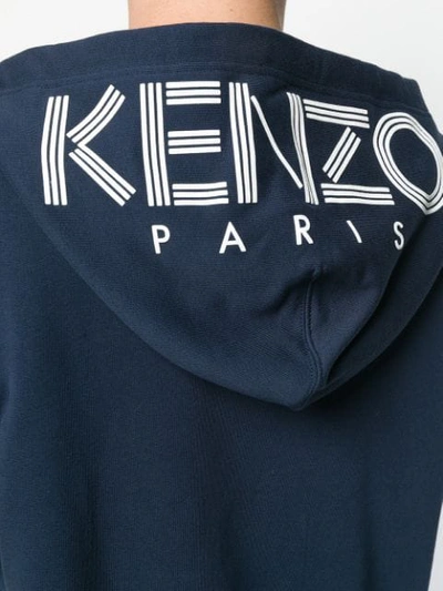 Shop Kenzo Logo Print Hoodie In Blue