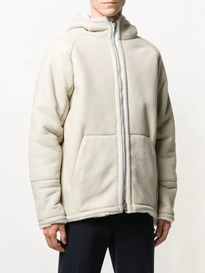 Shop Salvatore Santoro Hooded Shearling Jacket In White