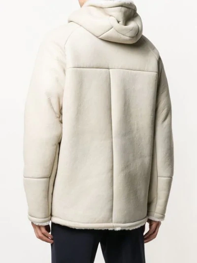 Shop Salvatore Santoro Hooded Shearling Jacket In White