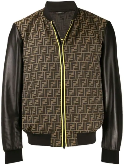 Shop Fendi Monogram Bomber Jacket In Brown