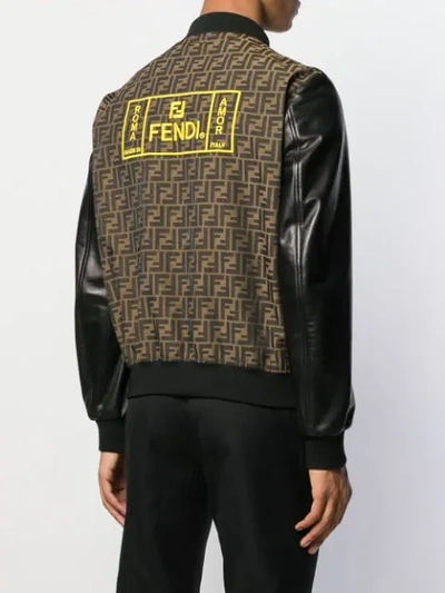 Shop Fendi Monogram Bomber Jacket In Brown