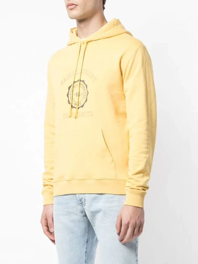 Shop Saint Laurent Logo Print Hoodie In Yellow