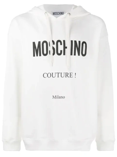 Shop Moschino Couture! Drawstring Hoodie In White