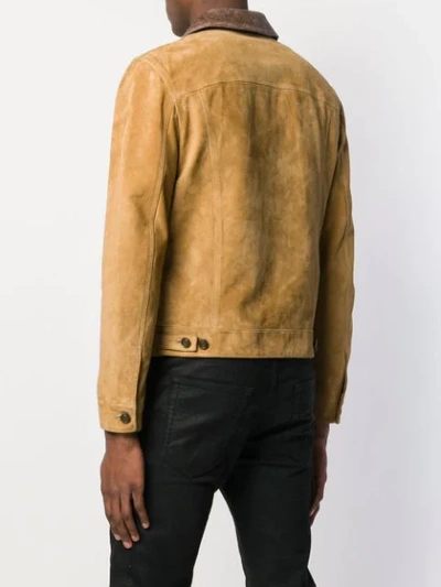 SAINT LAURENT FADED BIKER JACKET - 大地色