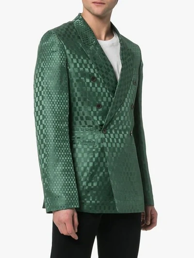 HAIDER ACKERMANN CHECKED DOUBLE-BREASTED BLAZER - 绿色