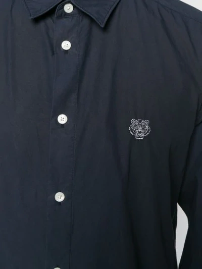 Shop Kenzo Embroidered Tiger Shirt In Blue