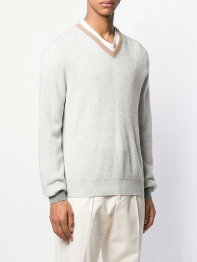 Shop Brunello Cucinelli V Neck Jumper In Grey