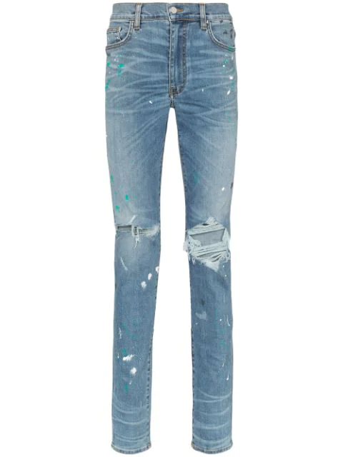 paint splatter distressed jeans