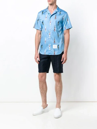 Shop Thom Browne Swimmers Print Shirt - Blue