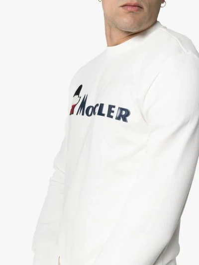 Shop Moncler Logo Printed Sweatshirt In White