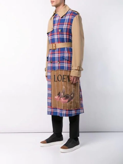 Shop Loewe Checked Trenchcoat In Brown