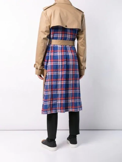 Shop Loewe Checked Trenchcoat In Brown