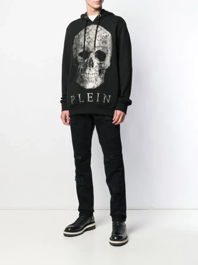Shop Philipp Plein 'python Skull' Studded Hoody - Black