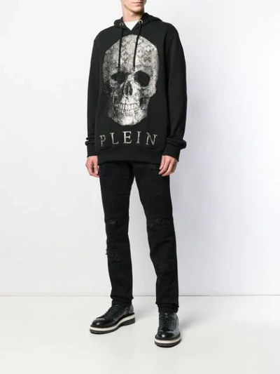 PHILIPP PLEIN 'PYTHON SKULL' STUDDED HOODY - 黑色