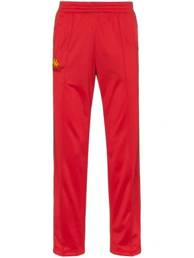 Shop Charm's Flame Logo Stripe Track Pants In Red