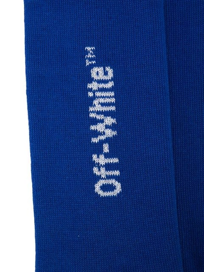 Shop Off-white Logo Knit Socks In 3091 Blue Silver