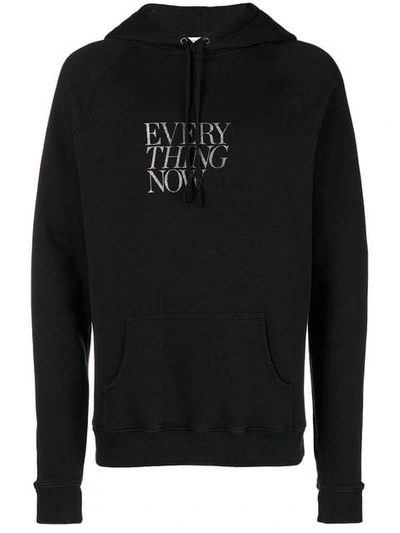 Shop Saint Laurent Everything Now Slogan Hoodie In Black