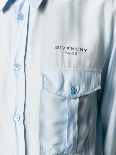 Shop Givenchy Military-style Logo Print Shirt In Blue