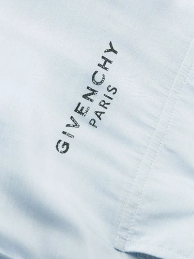 Shop Givenchy Military-style Logo Print Shirt In Blue