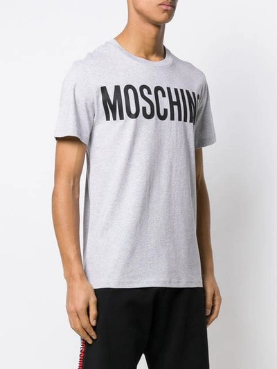 Shop Moschino Logo Print T-shirt In Grey