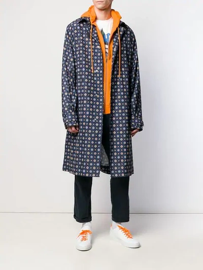Shop Kenzo Printed Parka In Blue