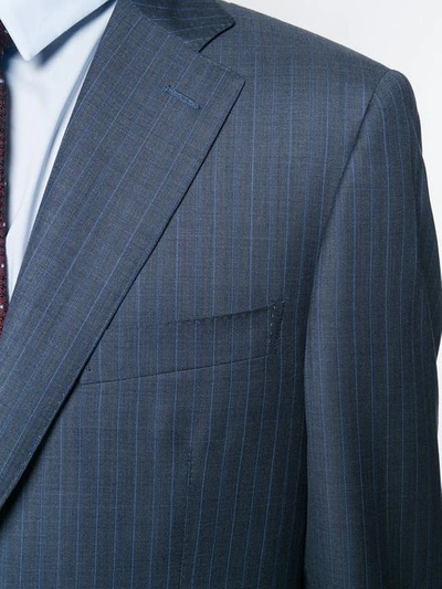CANALI 细条纹二件式西装套装 - 蓝色