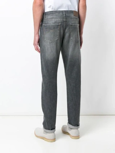 Shop Brunello Cucinelli Distressed Straight Leg Jeans In Grey