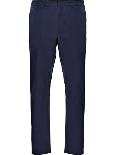 Shop Prada Light Stretch Technical Fabric Trousers In Blue