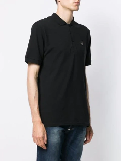Shop Philipp Plein Skull Embellished Polo Shirt In Black