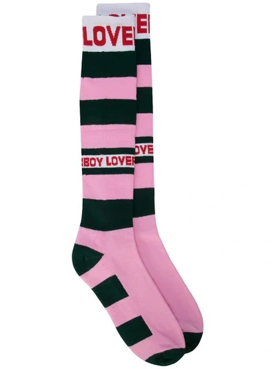 Shop Charles Jeffrey Loverboy Loverboy Socks In Pink ,green