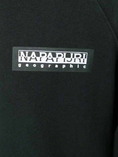 Shop Napapijri Logo Patch Zipped Hoodie In Black